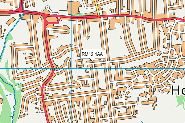 RM12 4AA map - OS VectorMap District (Ordnance Survey)