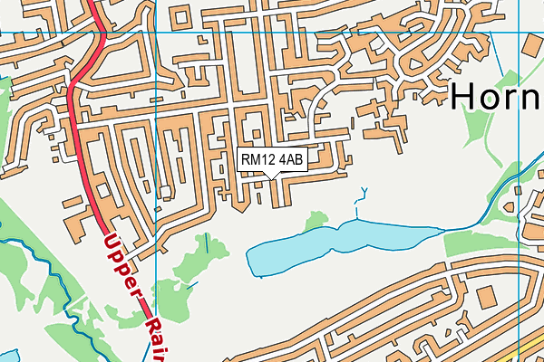 RM12 4AB map - OS VectorMap District (Ordnance Survey)