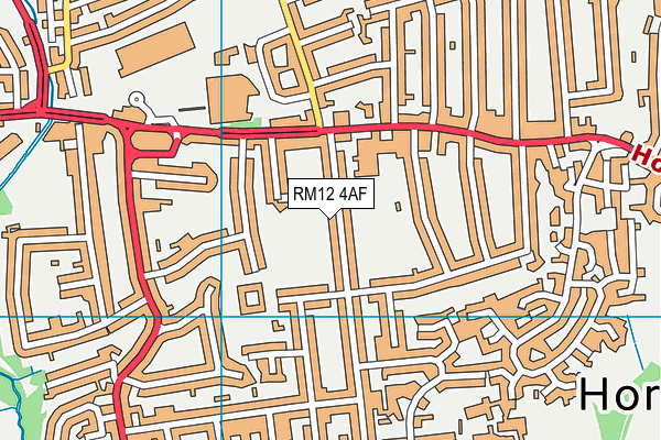 RM12 4AF map - OS VectorMap District (Ordnance Survey)