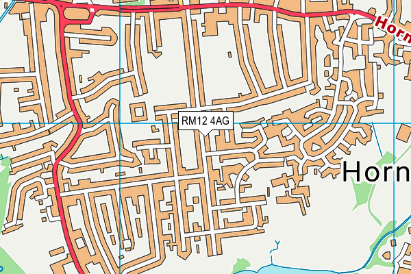 RM12 4AG map - OS VectorMap District (Ordnance Survey)