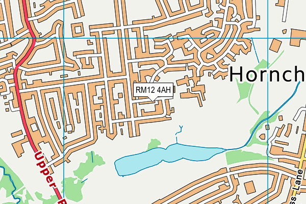RM12 4AH map - OS VectorMap District (Ordnance Survey)