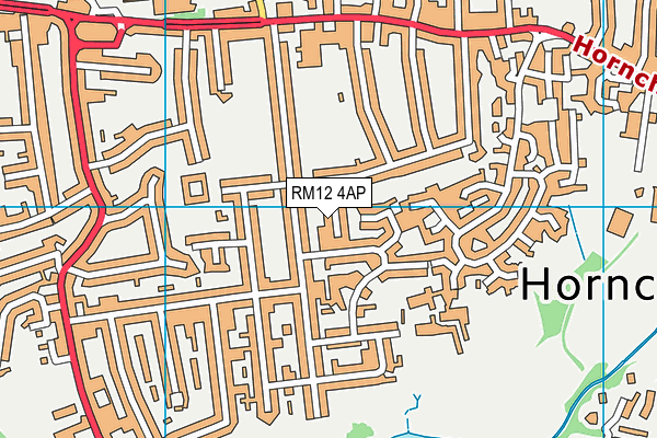 RM12 4AP map - OS VectorMap District (Ordnance Survey)