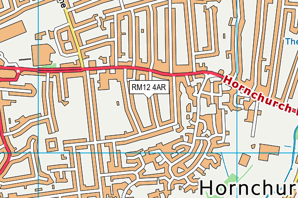 RM12 4AR map - OS VectorMap District (Ordnance Survey)