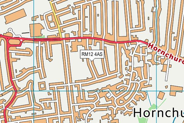 RM12 4AS map - OS VectorMap District (Ordnance Survey)