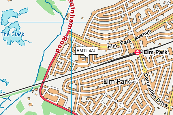 RM12 4AU map - OS VectorMap District (Ordnance Survey)