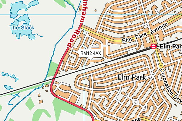 RM12 4AX map - OS VectorMap District (Ordnance Survey)