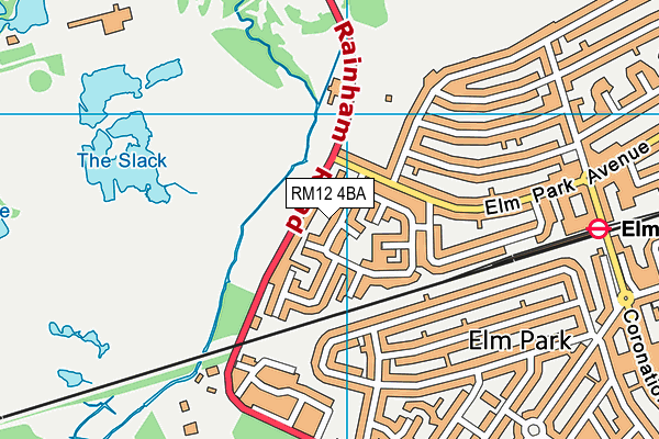 RM12 4BA map - OS VectorMap District (Ordnance Survey)