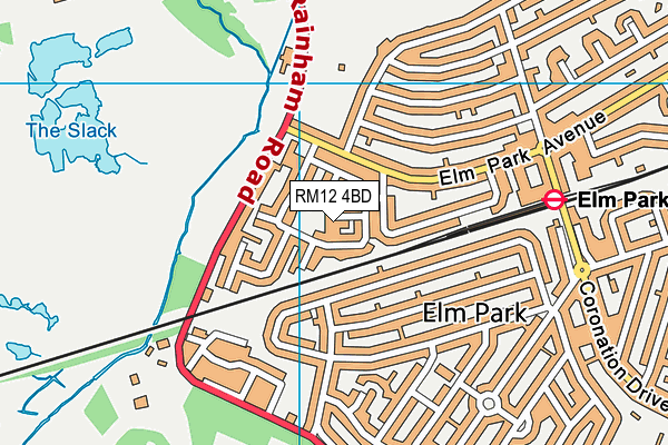 RM12 4BD map - OS VectorMap District (Ordnance Survey)