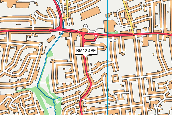 RM12 4BE map - OS VectorMap District (Ordnance Survey)