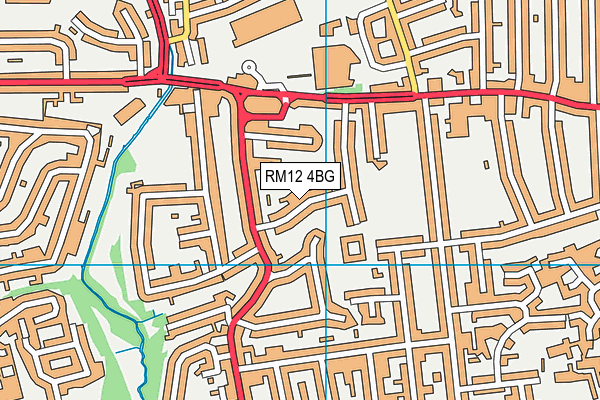 RM12 4BG map - OS VectorMap District (Ordnance Survey)