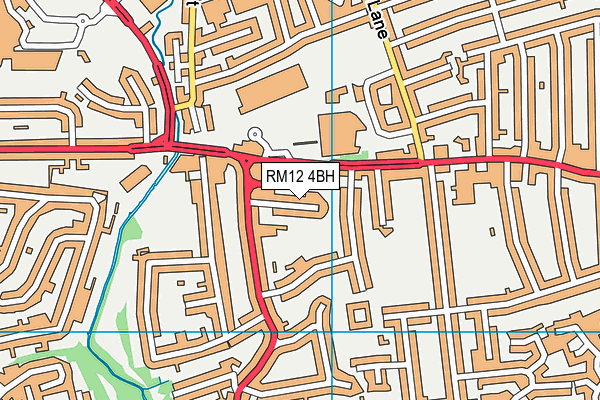 RM12 4BH map - OS VectorMap District (Ordnance Survey)