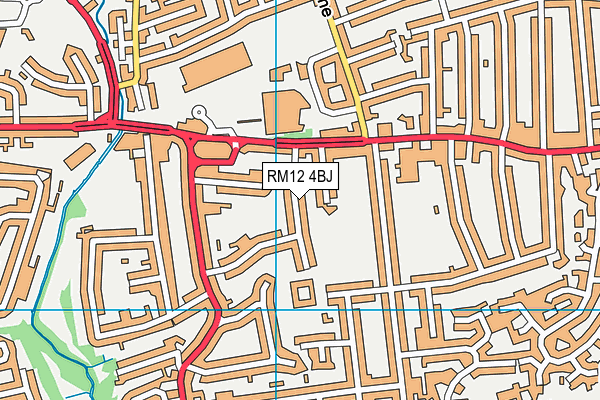 RM12 4BJ map - OS VectorMap District (Ordnance Survey)