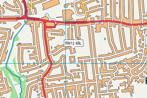 RM12 4BL map - OS VectorMap District (Ordnance Survey)