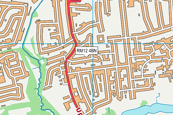 RM12 4BN map - OS VectorMap District (Ordnance Survey)