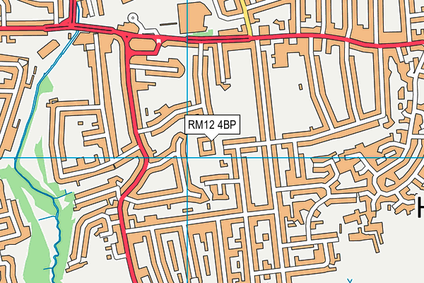 RM12 4BP map - OS VectorMap District (Ordnance Survey)