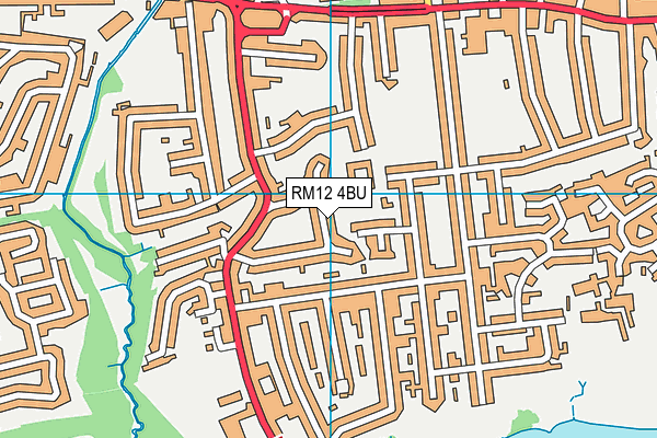 RM12 4BU map - OS VectorMap District (Ordnance Survey)