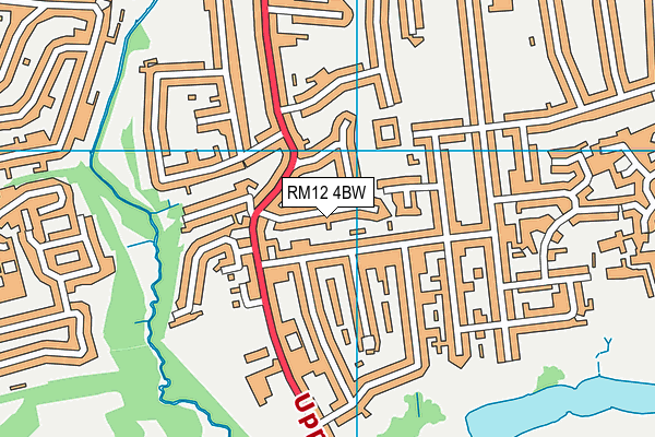 RM12 4BW map - OS VectorMap District (Ordnance Survey)