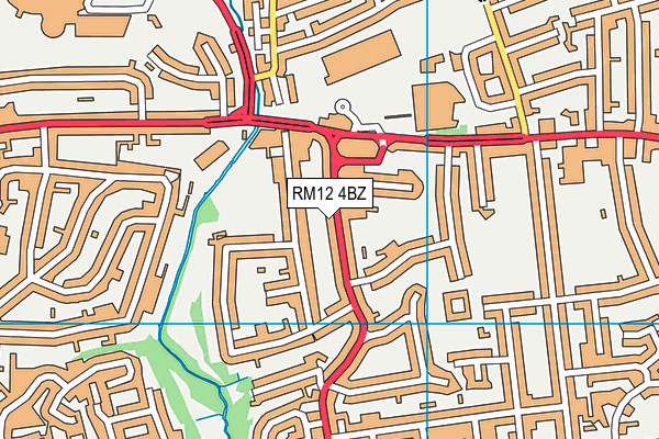 RM12 4BZ map - OS VectorMap District (Ordnance Survey)