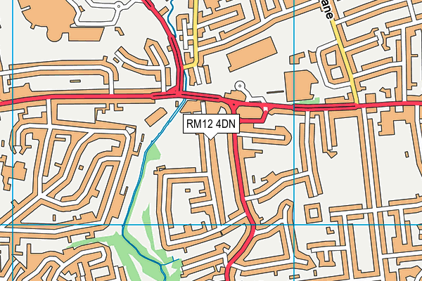 RM12 4DN map - OS VectorMap District (Ordnance Survey)