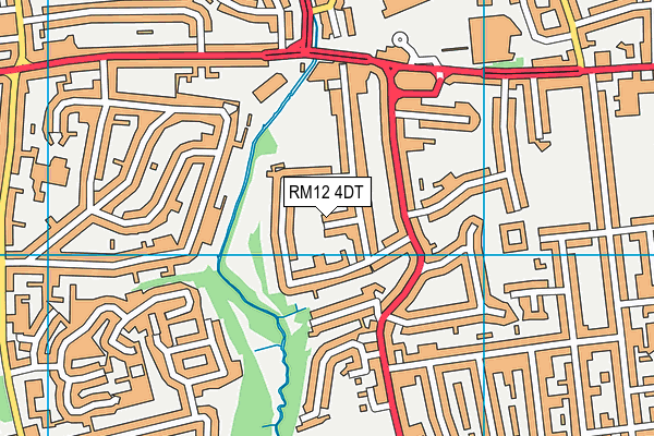 RM12 4DT map - OS VectorMap District (Ordnance Survey)