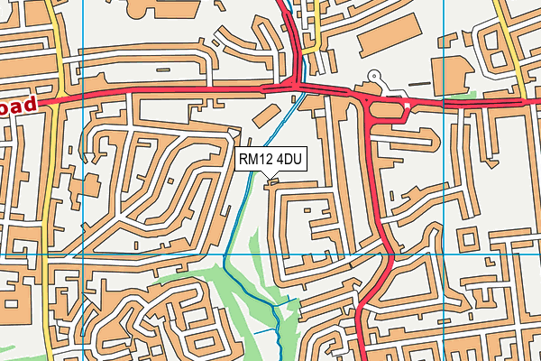 RM12 4DU map - OS VectorMap District (Ordnance Survey)