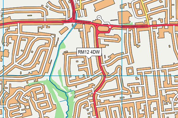 RM12 4DW map - OS VectorMap District (Ordnance Survey)