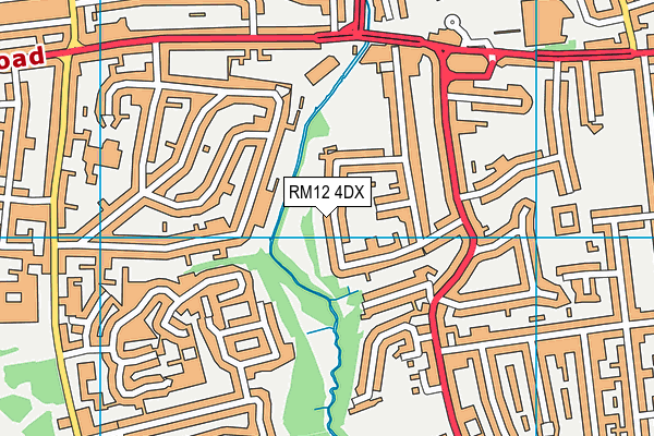 RM12 4DX map - OS VectorMap District (Ordnance Survey)
