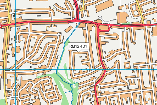 RM12 4DY map - OS VectorMap District (Ordnance Survey)