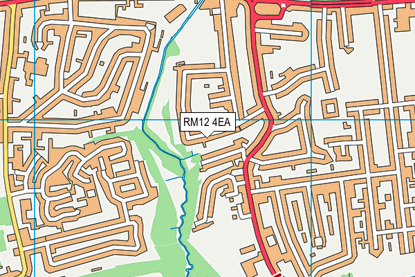 RM12 4EA map - OS VectorMap District (Ordnance Survey)