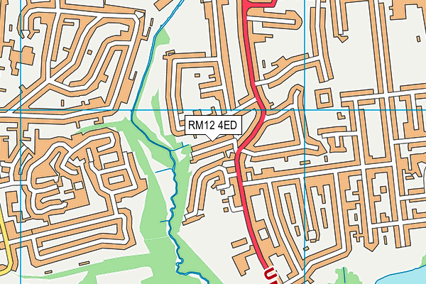 RM12 4ED map - OS VectorMap District (Ordnance Survey)