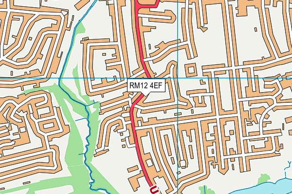 RM12 4EF map - OS VectorMap District (Ordnance Survey)
