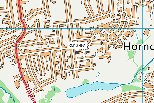 RM12 4FA map - OS VectorMap District (Ordnance Survey)