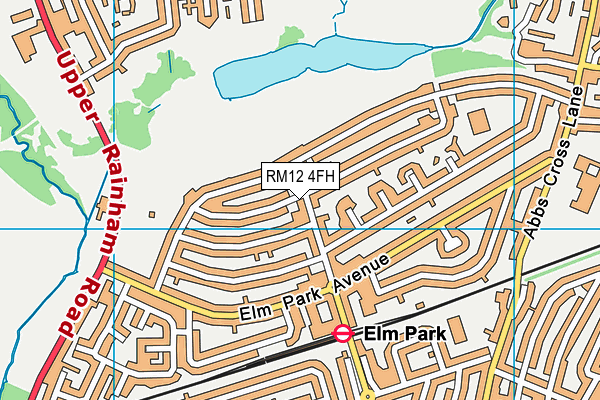 RM12 4FH map - OS VectorMap District (Ordnance Survey)