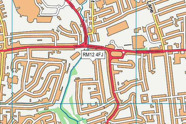 RM12 4FJ map - OS VectorMap District (Ordnance Survey)