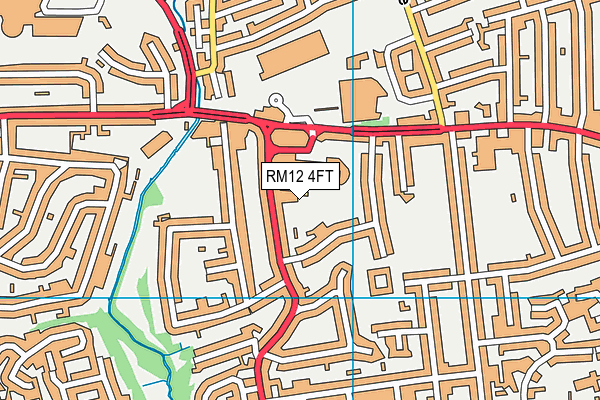 RM12 4FT map - OS VectorMap District (Ordnance Survey)