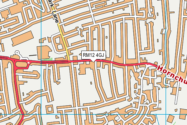 RM12 4GJ map - OS VectorMap District (Ordnance Survey)