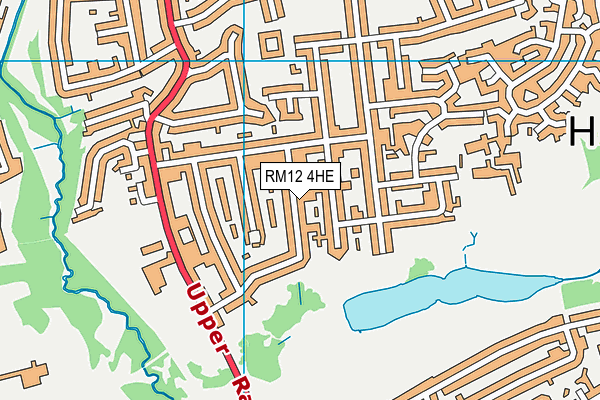 RM12 4HE map - OS VectorMap District (Ordnance Survey)