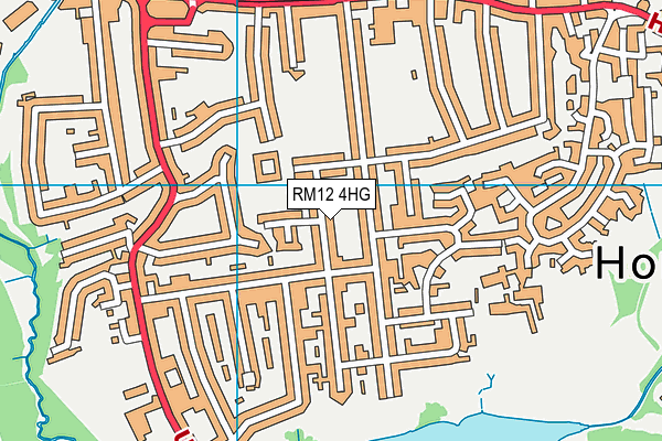 RM12 4HG map - OS VectorMap District (Ordnance Survey)
