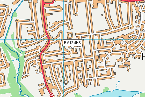 RM12 4HS map - OS VectorMap District (Ordnance Survey)