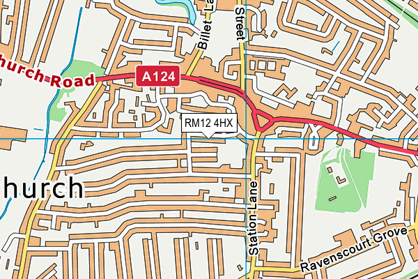 RM12 4HX map - OS VectorMap District (Ordnance Survey)