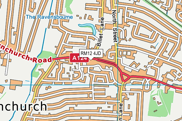 RM12 4JD map - OS VectorMap District (Ordnance Survey)