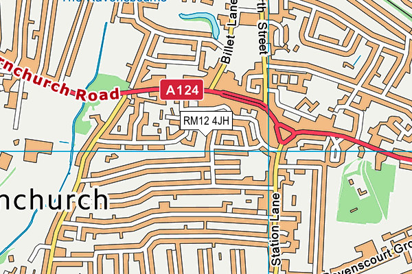 RM12 4JH map - OS VectorMap District (Ordnance Survey)