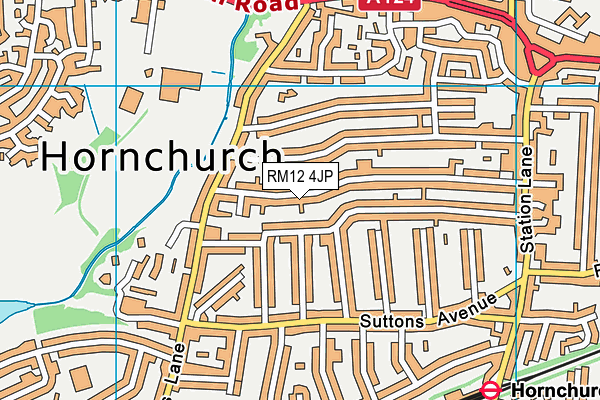 RM12 4JP map - OS VectorMap District (Ordnance Survey)