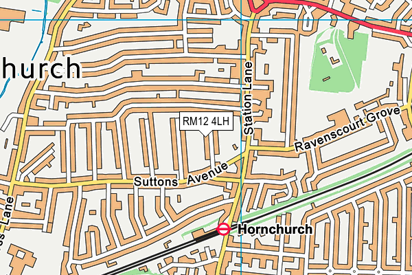 RM12 4LH map - OS VectorMap District (Ordnance Survey)