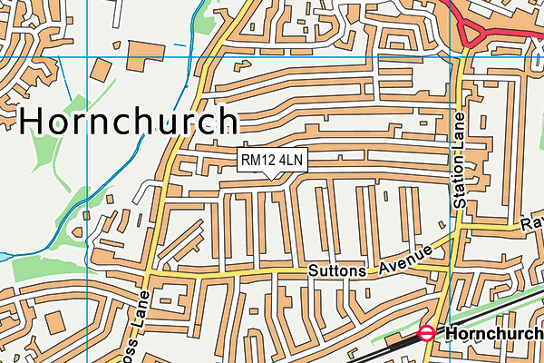 RM12 4LN map - OS VectorMap District (Ordnance Survey)