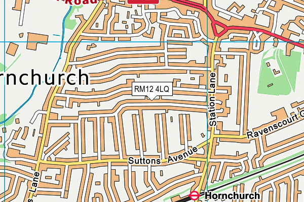 RM12 4LQ map - OS VectorMap District (Ordnance Survey)