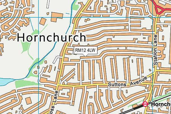 RM12 4LW map - OS VectorMap District (Ordnance Survey)
