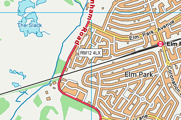 RM12 4LX map - OS VectorMap District (Ordnance Survey)