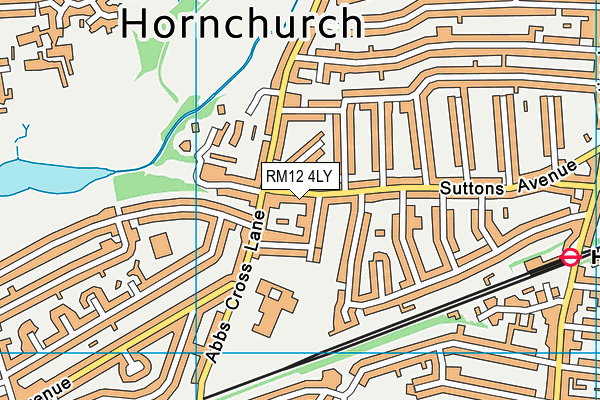 RM12 4LY map - OS VectorMap District (Ordnance Survey)