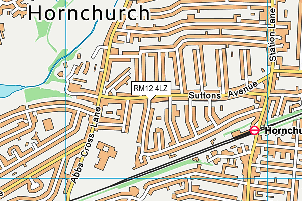 RM12 4LZ map - OS VectorMap District (Ordnance Survey)